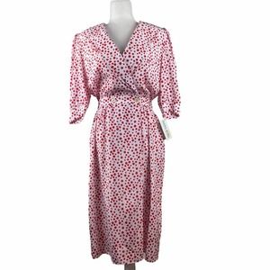 Vintage Hana Sung Red and White Polka Dot Wrap Dress